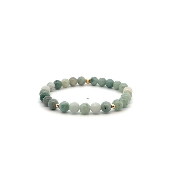 Natural Burmese Jade Gemstones Stretch Bracelet 18k Tiny Beads - Picture 4 of 5